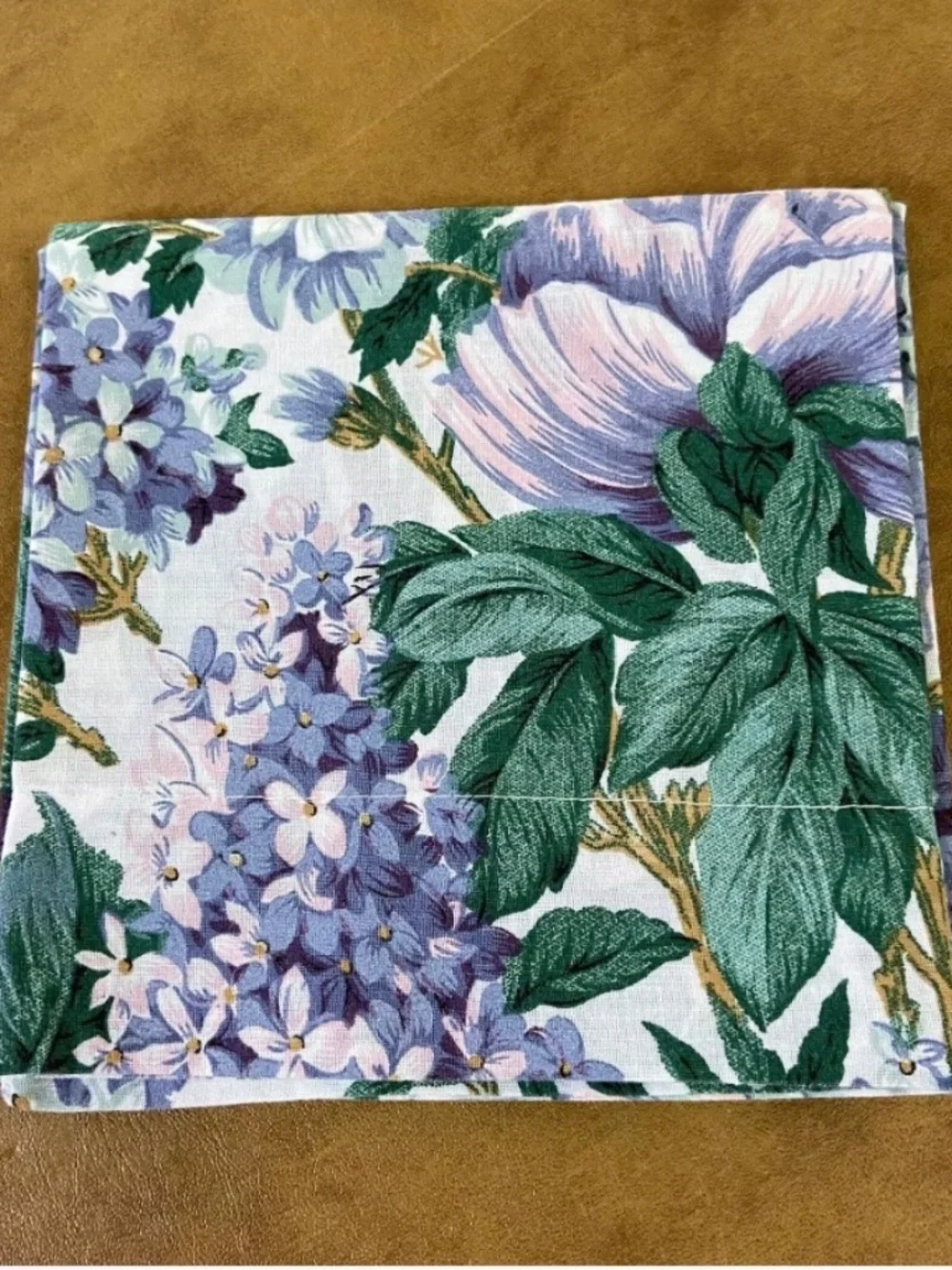 Set of Two Vintage Floral Pillow Cases; Lavender, Blue, Green; Hydrangeas